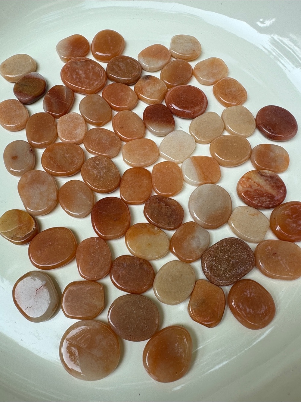Orange Calcite polished flat pocket stones